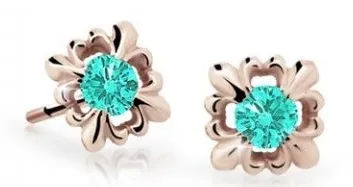 Cutie Jewellery Roztomilé dětské náušnice z růžového zlata C2212-30-X-4 světle zelená