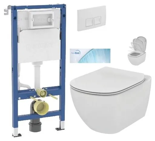 GEBERIT DuofixBasic s bílým tlačítkem DELTA50 + WC Ideal Standard Tesi se sedátkem SoftClose, AquaBlade  458.103.00.2 50BI TE1