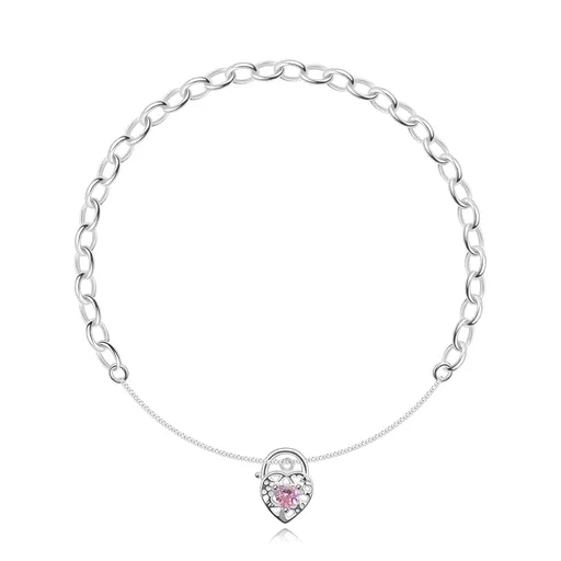 Náramek ze stříbra 925 - srdce se zirkonem na řetízku