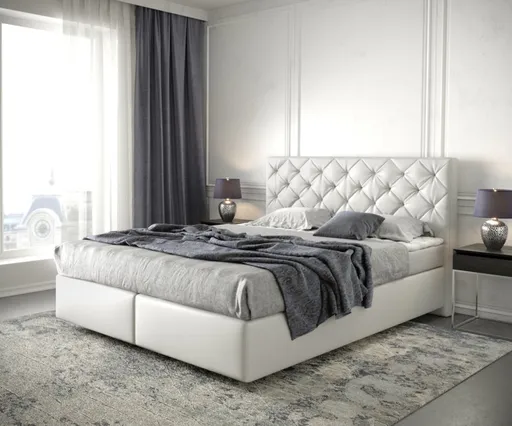 Boxspring postel Dream-Great 160x200 cm koženka bílá s matrací