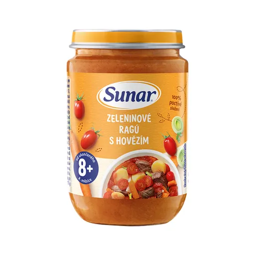 Sunar Příkrm Zeleninové ragú s hovězím 8m+ 190 g