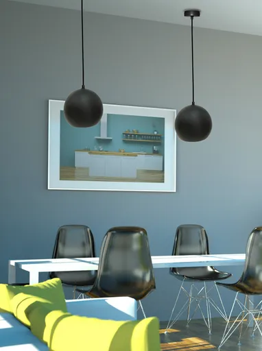 Závěsná lampa černá E27 kov/dřevo Flen Ledea