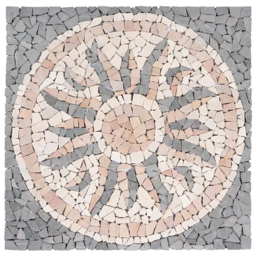 Mramorová mozaika, motiv „Slunce“, 90 × 90 cm