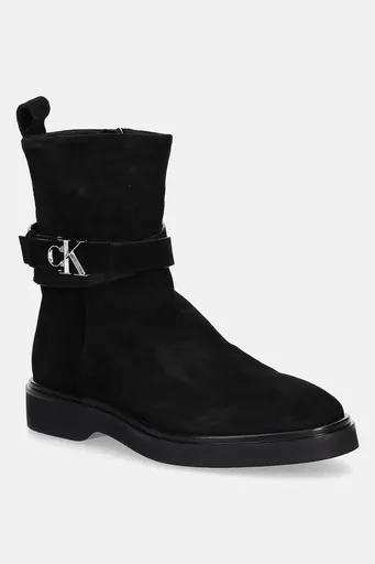 Semišové boty Calvin Klein ANKLE BOOT W/ METAL LOGO SUE