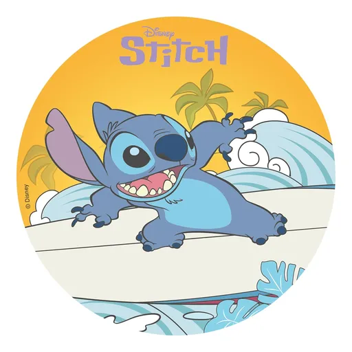 Dekora Jedlý papír na dort - Stitch na surfu 20 cm