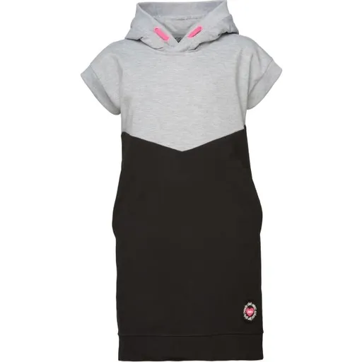 Lewro AIZAN Dívčí krátké šaty s kapucí, šedá, velikost 164-170