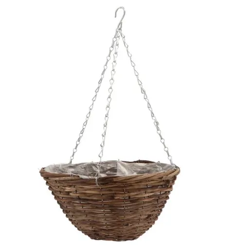 Závěsný hnědý proutěný kulatý květináč - Ø 35*16 cm daan kromhout