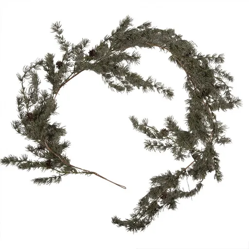 Vánoční zelená cedrová girlanda se šiškami a LED - 20*7*180 cm / 3*AA Clayre & Eef