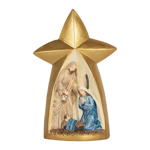 Zlatá antik vánoční dekorace Svatá rodina - 14*6*21 cm Clayre & Eef