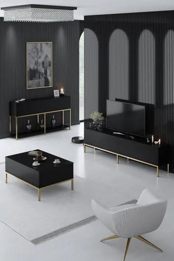 Living Room Furniture Set Lord - Black, Gold