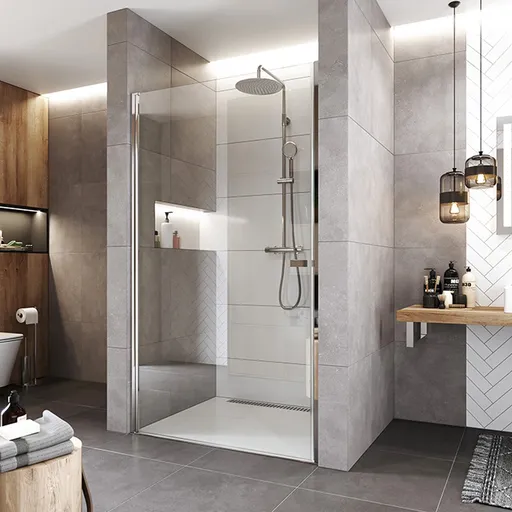 Mereo Sprchové dveře, Novea, jednokřídlé, pivotové, 80x200 cm, chrom ALU, sklo Čiré, L/P provedení CK10913Z