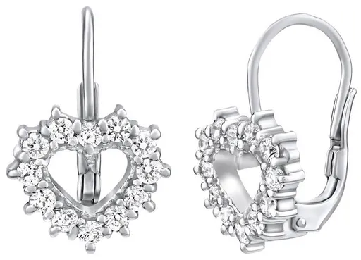 Silvego Stříbrné náušnice srdce se Swarovski Zirconia SILVEGO31969S