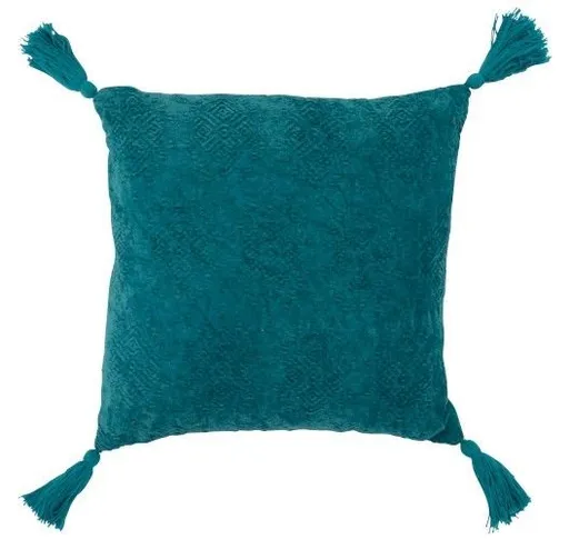 Tyrkysový polštář Fayola s třásněmi - 45*45 cm 3094