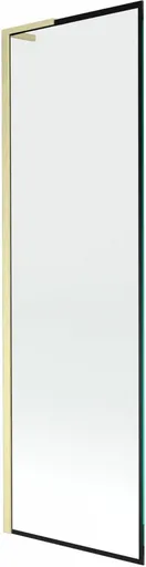 MEXEN/S Next L vanová zástěna FIX 60 x 150, černá vzor, zlatá kartáčovaná 895-060-000-03-70-55