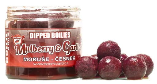 Sportcarp boilies v dipu dipped boilies 200 ml 20 mm - mulberry garlic