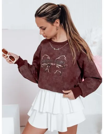 Dámská krátká oversize mikina s motivem tie-dye DENVIS bordó