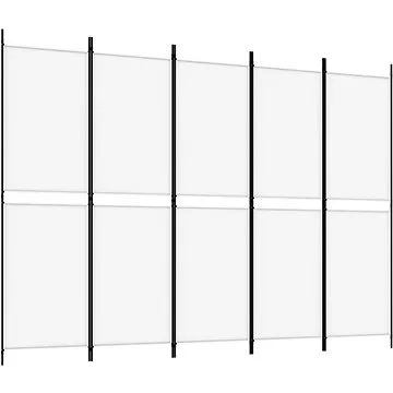 5dílný paraván bílý 250×180 cm textil (350218)