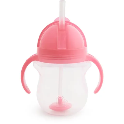Munchkin Click Lock™ Tip & Sip hrnek s brčkem se závažím Pink 6 m+ 207 ml