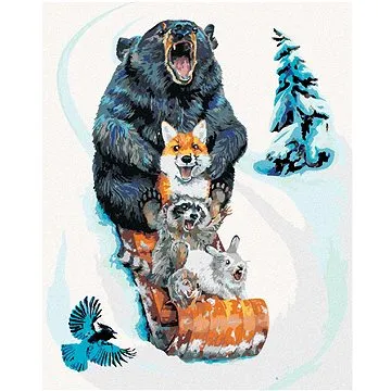 Malování podle čísel - Sáňkující zvířata (Holly Simental) (HRAbz33136nad)