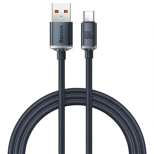 Baseus Crystal Shine Series nabíjecí / datový kabel USB-A / USB-C 100W 1, 2m, černá