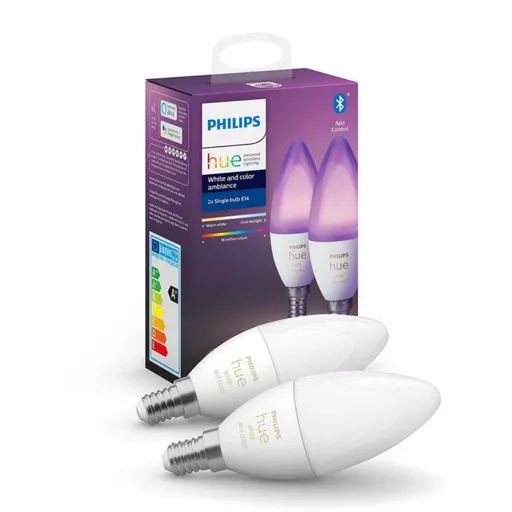 PHILIPS HUE Hue White and Color Ambiance Bluetooth LED žárovka E14 set 2ks 8719514356719 2x4W 2x470lm 2000-6500K RGB