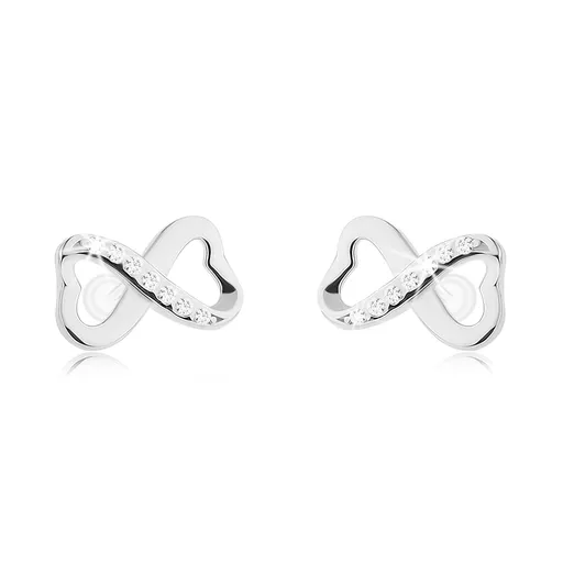 Stříbrné 925 náušnice, mašlička se zirkonovou linií čiré barvy