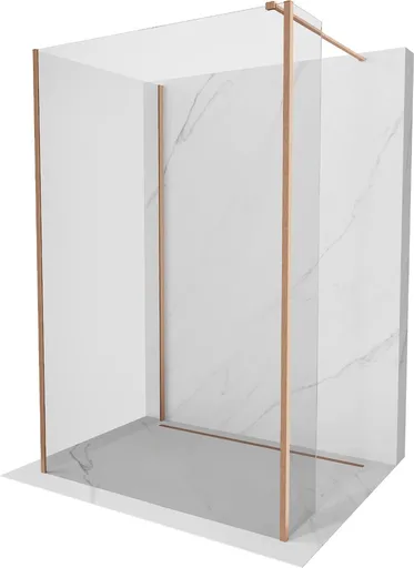 MEXEN/S Kioto Sprchová zástěna WALK-IN 110 x 100 x 40, transparent, měď kartáčovaná 800-110-100-221-65-00-040
