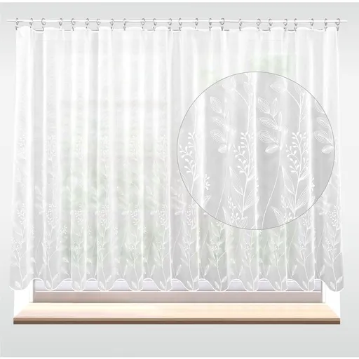 Záclona vega, Bílé květiny s olůvkem metráž, bílá 250 cm