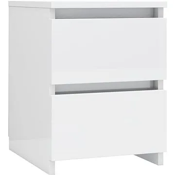 Noční stolek bílý s vysokým leskem 30 x 30 x 40 cm dřevotříska (800525)