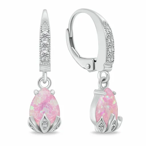 Brilio Silver Půvabné stříbrné náušnice s růžovými opály EA929WP