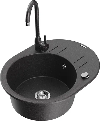 MEXEN/S Kevin granitový dřez s odkapávačem včetně baterie Telma, kropenatá 6517-76-670200-76