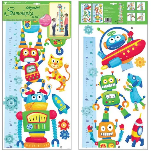 Samolepky na zeď dětský metr roboti 120x32cm