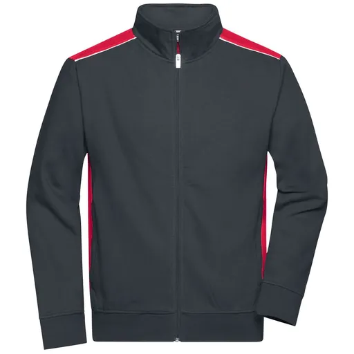 James & Nicholson (Daiber) Pánská mikina bez kapuce JN870 - Tmavě šedá / červená | L