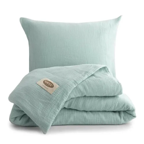 MATEX Mušelínové povlečení tyrkysová, 140 x 200 cm, 70 x 90 cm