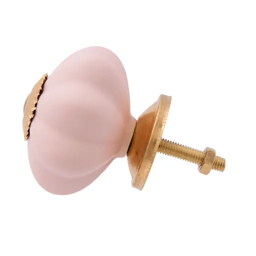 Nábytková úchytka v designu růžovo-zlaté květiny – Ø 4*4 cm Clayre & Eef