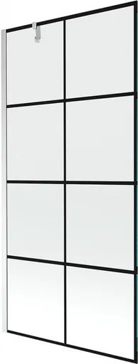 MEXEN/S Next vanová zástěna FIX 100x150, černý dekor, chrom 895-100-000-00-77-01