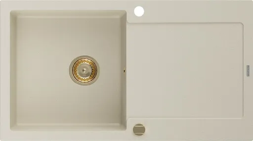 MEXEN/S Leo granitový dřez 1 s odkapávačem 900x500 mm, béžová,+ zlatý sifon 6501901010-69-G