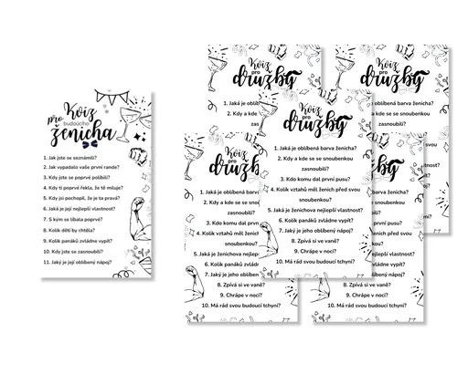 Personal Set kvízů pro ženicha a jeho tým - Simple