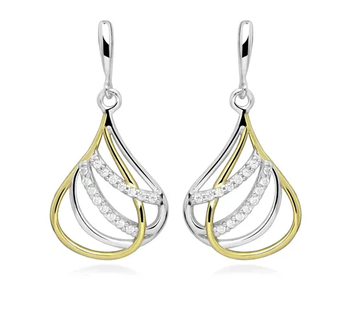 Silver Cat Elegantní visací náušnice ze stříbra Bicolor SC610