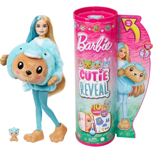 Barbie Cutie Reveal Barbie v kostýmu Medvědice v modrém kostýmu Delfína