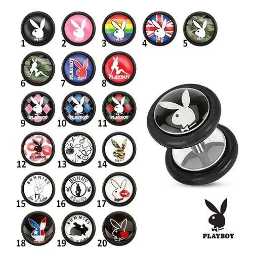 Ocelový fake plug do ucha, Playboy - Symbol: PB02