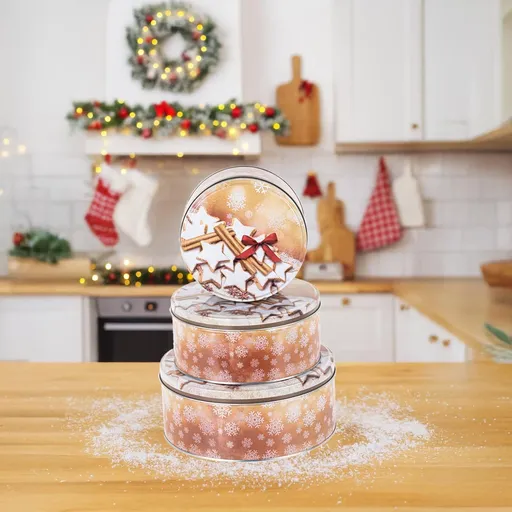 Haushalt international Kulaté dózy na cukroví Skořice, sada 3 ks