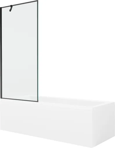 MEXEN/S Cubik obdélníková vana 150 x 70 cm s panelem + vanová zástěna 80, černá vzor 550315070X9508007070