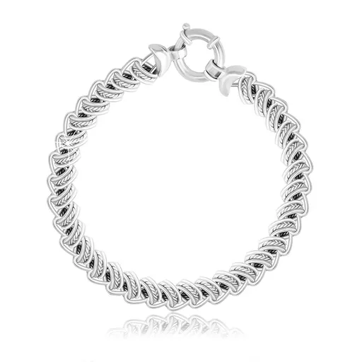 Stříbrný 925 náramek - spojená kulatá očka, oválná očka, malý záchranný kruh