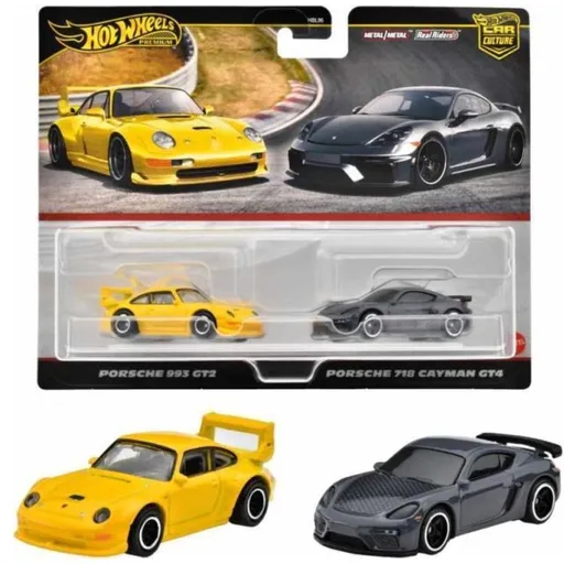 Hot Wheels Angličák Premium 2 ks Porsche 993 GT2 a Porsche 718 cayman GT4