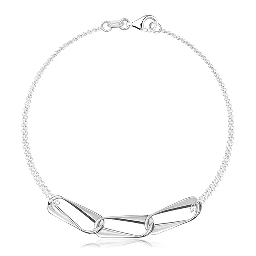 Stříbrný náramek - známka z oválných oček, jemný řetízek