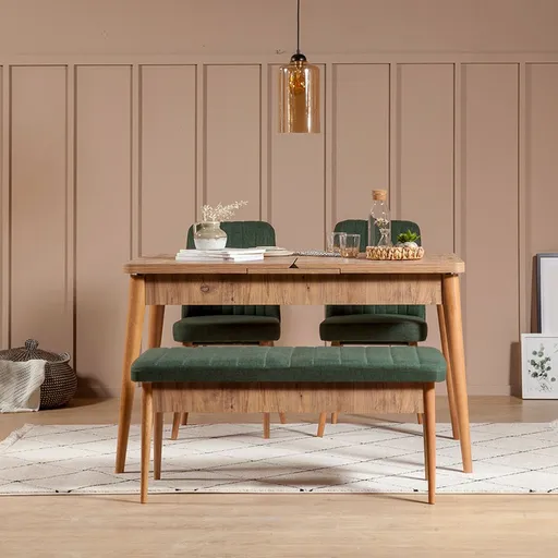 Jídelní set s rozkládacím stolem a židlemi (4 kusy) Vina 1070 - Green, Atlantic