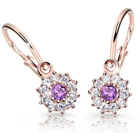 Cutie Jewellery Dětské náušnice z růžového zlata C2749-10-X-4 fialová