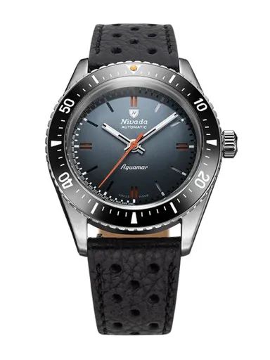 Nivada Grenchen Aquamar Grey - Black Racing strap