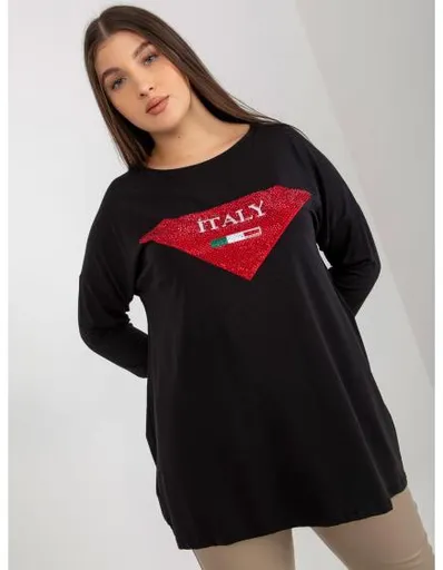 Dámská halenka s aplikací a potiskem plus size KAIRI černá